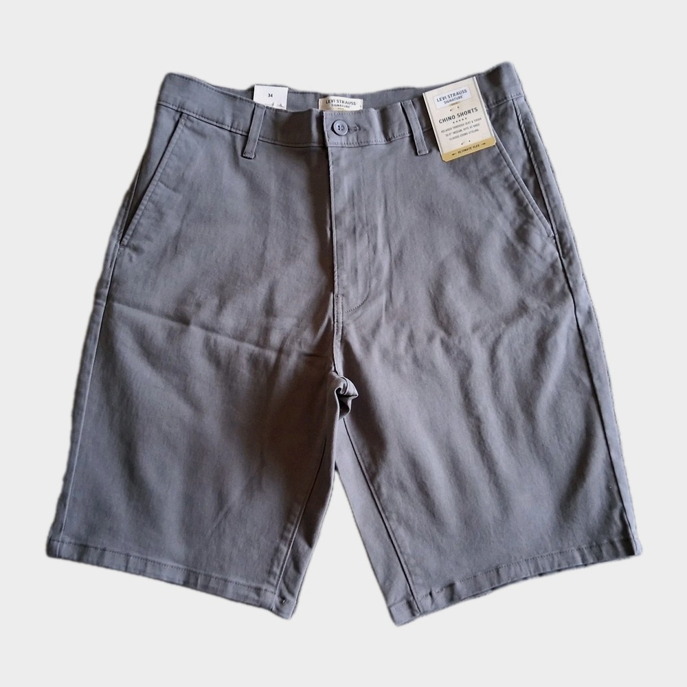 NWT Levi's Signature Men's Size 32 X  10" Chino Gray Stretch Shorts